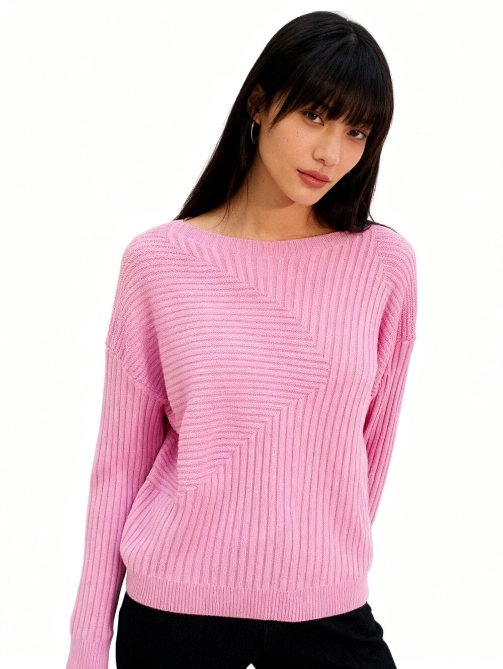 Alashan Cotton-Cashmere Blend Boat-Neck Knit Pink Sweater Size M